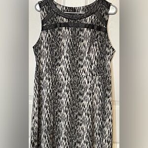 Lane Bryant Size 14 Black And White Leopard Print A—Line Midi